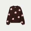 Pull ample col rond manches longues marron fonc&eacute; femme