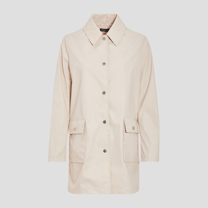 Ciré droit boutonné sable femme