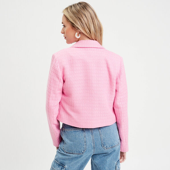 veste blazer cintree rose clair femme Veste blazer cintrée rose clair femme