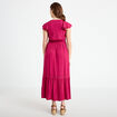 Robe longue &eacute;vas&eacute;e col v manches courtes rouge femme