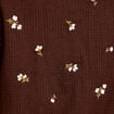 Chemise droite broderie manches longues marron fonc&eacute; femme