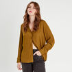 Chemise manches longues satin vert olive femme