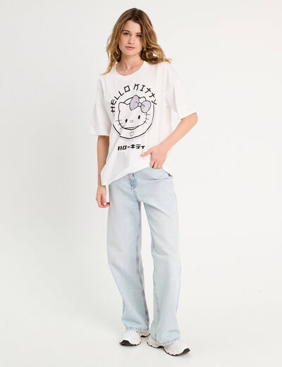 T-shirt oversize Hello Kitty blanc femme