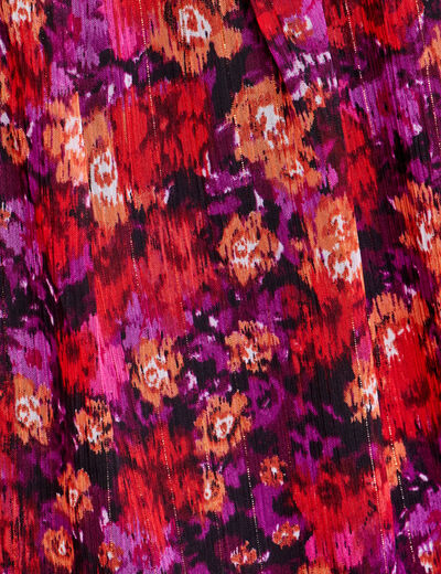 Jupe évasée volantée rose fushia femme