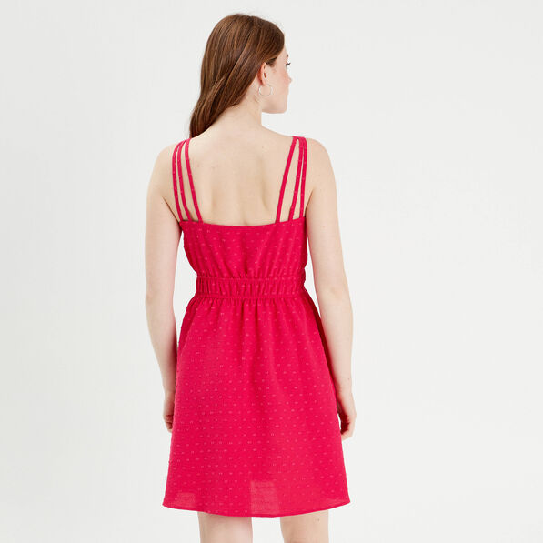robe evasee fluide plumetis rose fushia femme Robe évasée fluide plumetis rose fushia femme