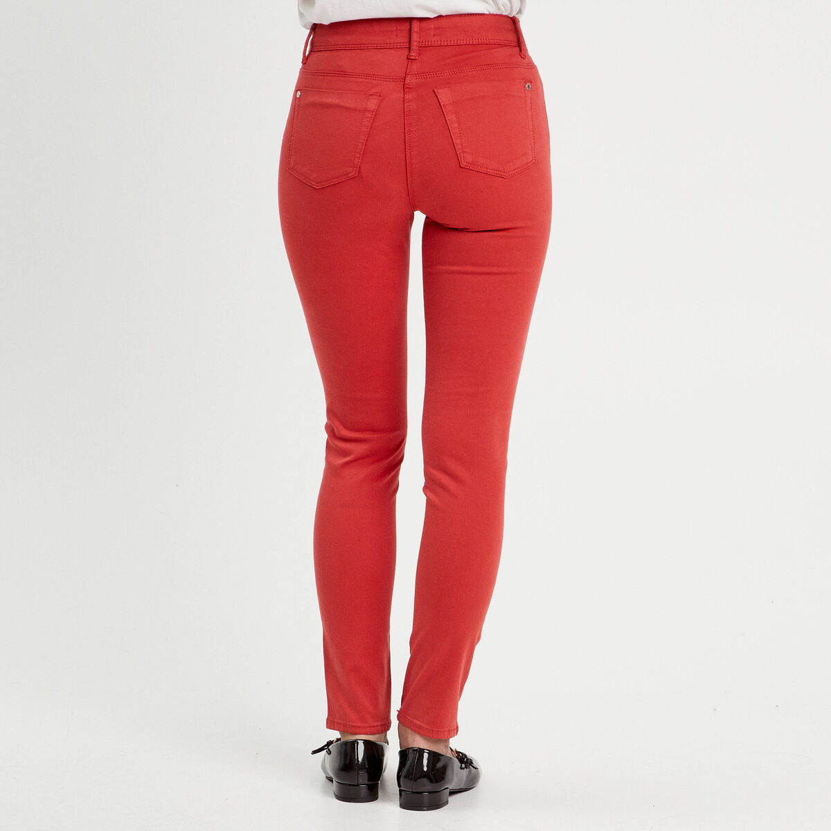 Jeans slim 5 poches rouge femme