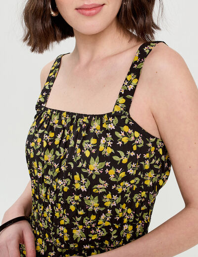 Robe évasée bretelles fines noir femme