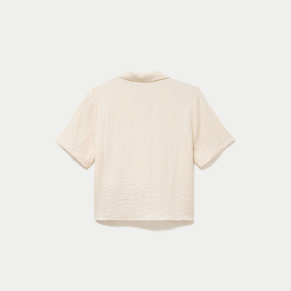 Chemise droite pliss&eacute;e manches courtes ecru femme