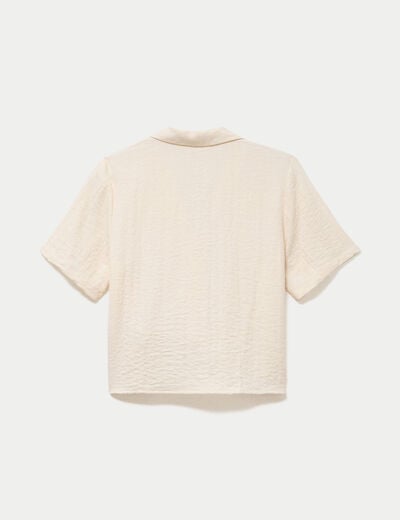 Chemise droite pliss&eacute;e manches courtes ecru femme