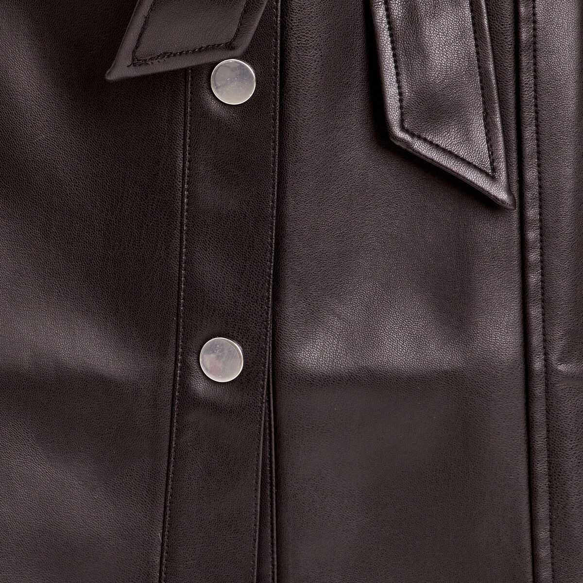 Robe trapèze simili cuir noir femme