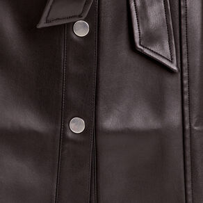Robe trapèze simili cuir noir femme