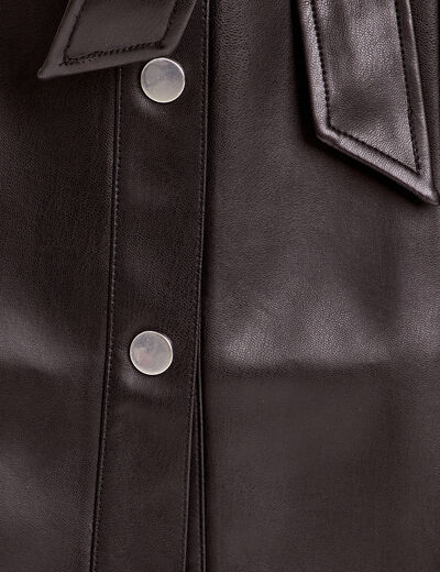 Robe trapèze simili cuir noir femme