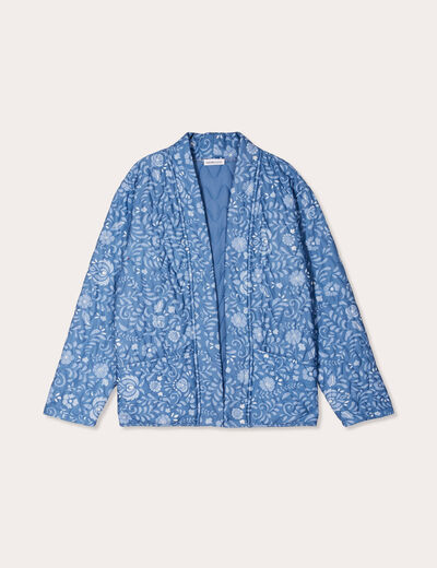 Veste effet matelassé bleu marine femme