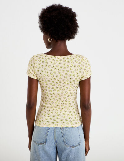 T-shirt ajust&eacute; manches courtes blanc femme