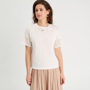 t shirt manches courtes ecru femme T-shirt manches courtes ecru femme