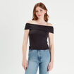T-shirt col bardot noir femme