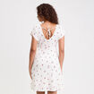 Robe courte évasée col v manches courtes blanc femme