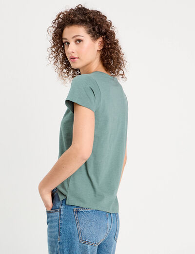 T-shirt manches courtes vert foncé femme