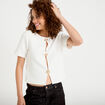 Gilet droit court manches courtes ecru femme