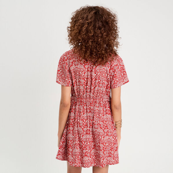 robe evasee details noeuds rouge fonce femme Robe évasée détails noeuds rouge foncé femme