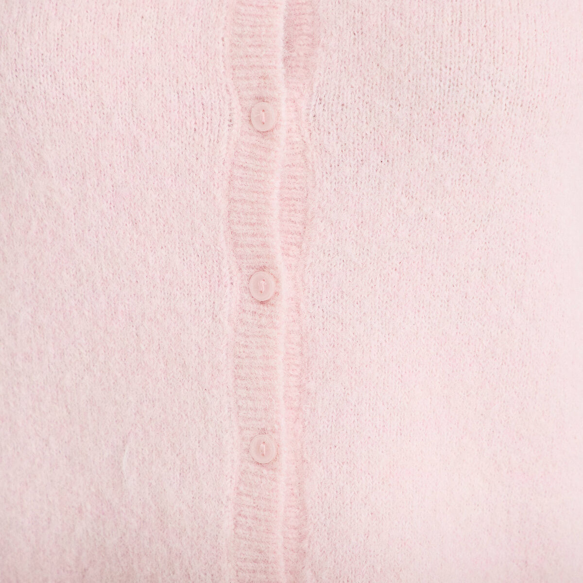 Gilet col rond manches longues rose clair femme