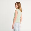 T-shirt col rond sans manches vert pastel femme