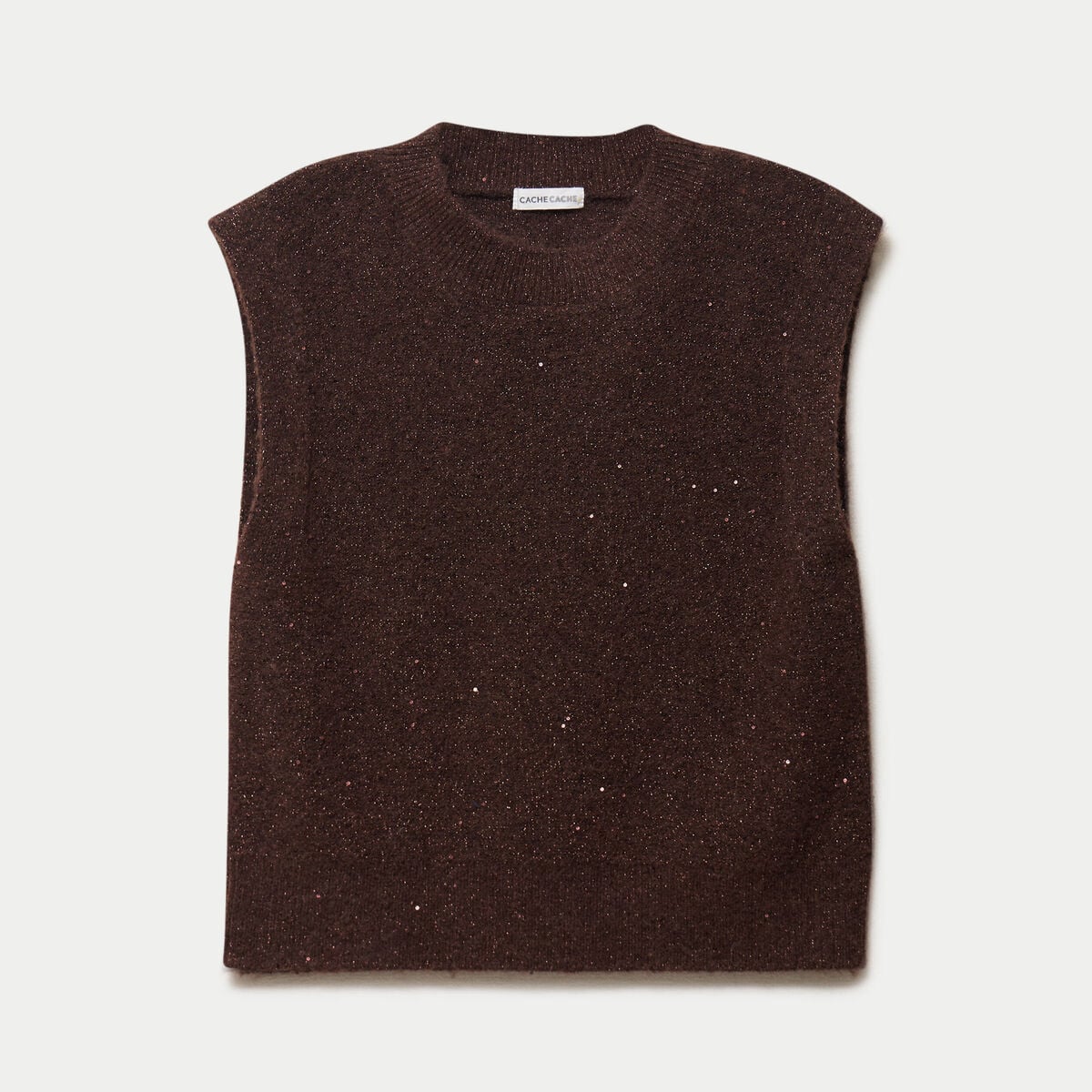 D&eacute;bardeur col rond avec sequin bordeaux femme