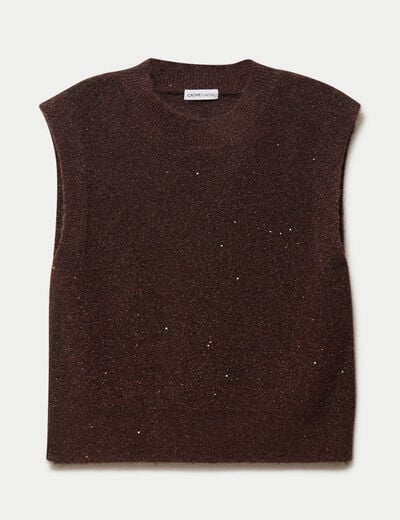 D&eacute;bardeur col rond avec sequin bordeaux femme