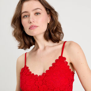 debardeur cropped dentelle rouge femme Débardeur cropped dentelle rouge femme