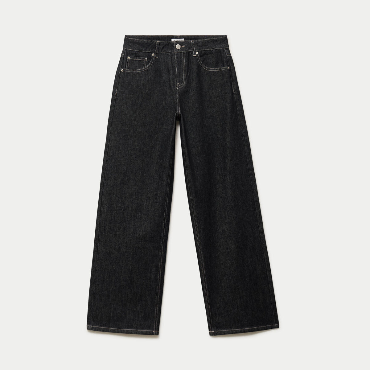 Jean wide leg taille basse denim noir femme