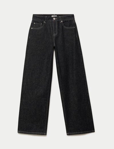 Jean wide leg taille basse denim noir femme