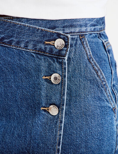 Jupe-short droite en jean denim stone femme