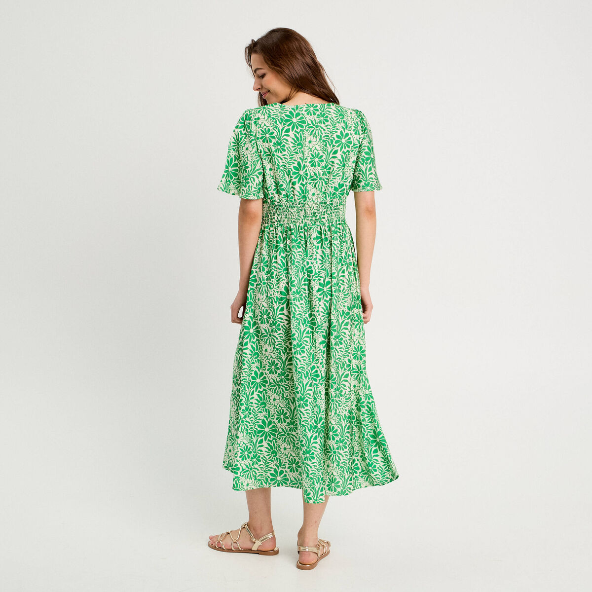 Robe longue évasée vert menthe femme