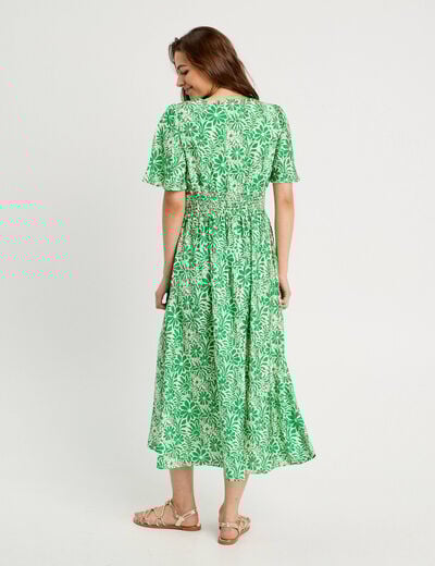 Robe longue évasée vert menthe femme