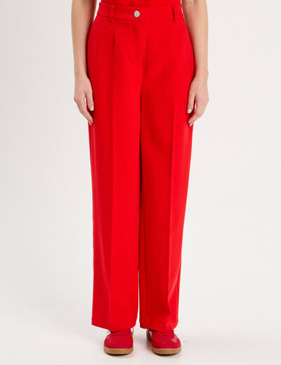 Pantalon city large rouge femme