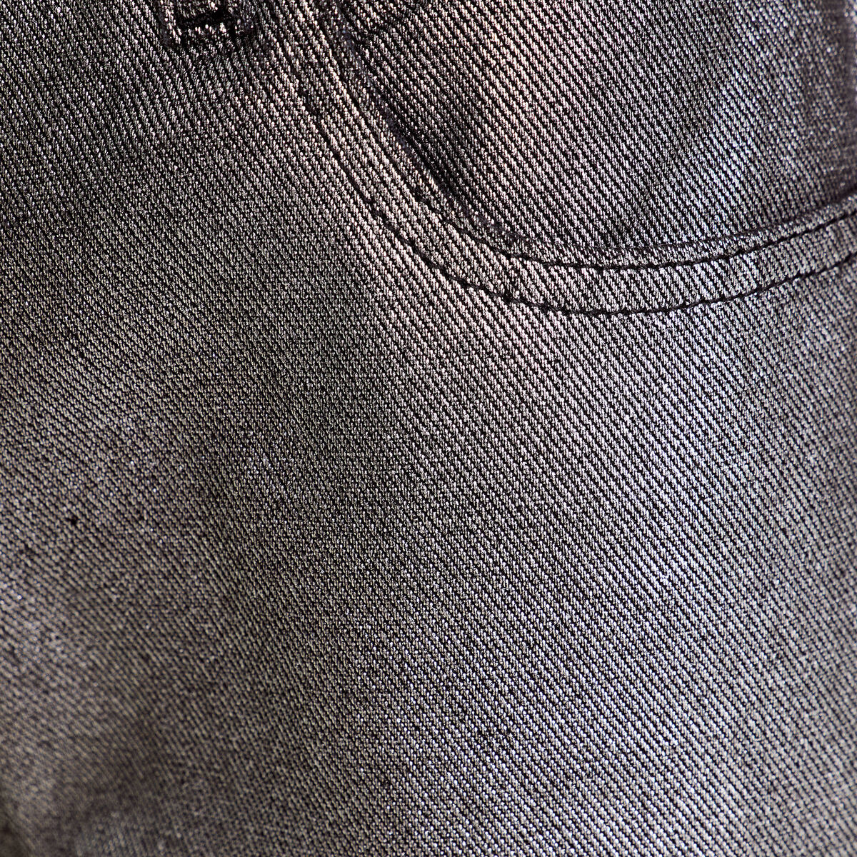 Pantalon droit enduit gris argent femme