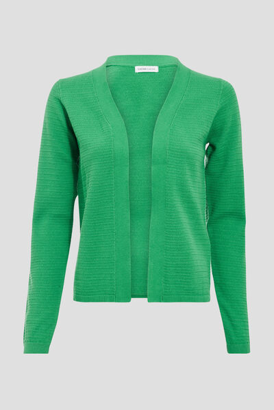 Gilet manches longues vert femme