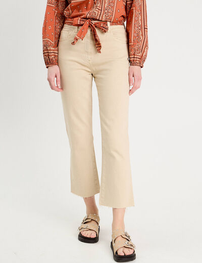 Pantalon flare 7/8ème marron clair femme