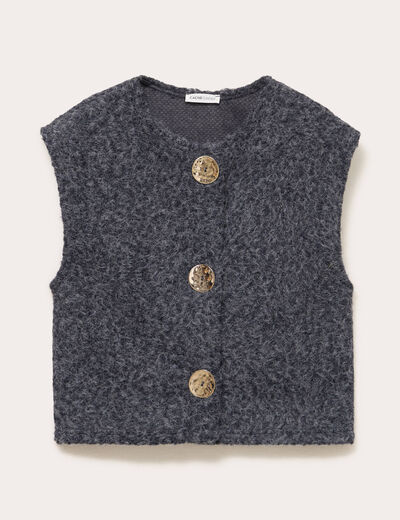 Gilet sans manches effet polaire gris fonc&eacute; femme