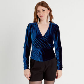 t shirt velours bleu fonce femme T-shirt velours bleu foncé femme