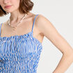 Blouse smockée bretelles fines bleu clair femme