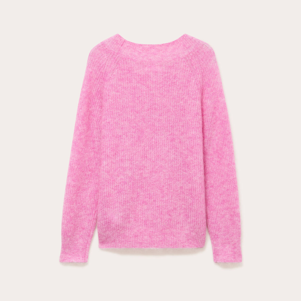 Pull manches longues encolure bateau rose femme