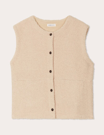 Gilet sans manches effet polaire ecru femme