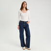 T-shirt manches longues côtelé ecru femme