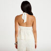 Top fines bretelles col v dentelle ecru femme