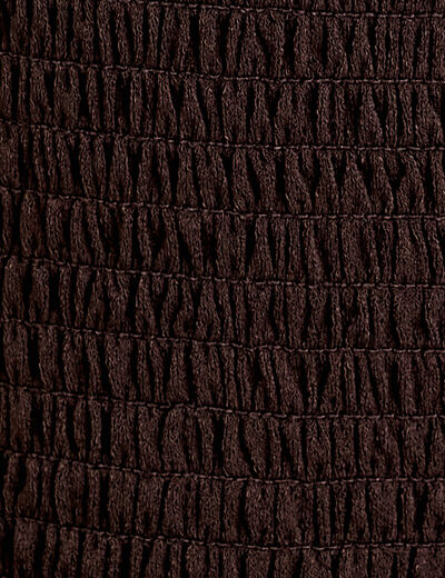 Blouse manches courtes smockée marron foncé femme