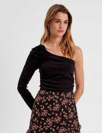 T-shirt asymétrique noir femme