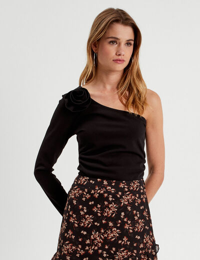 T-shirt asymétrique noir femme