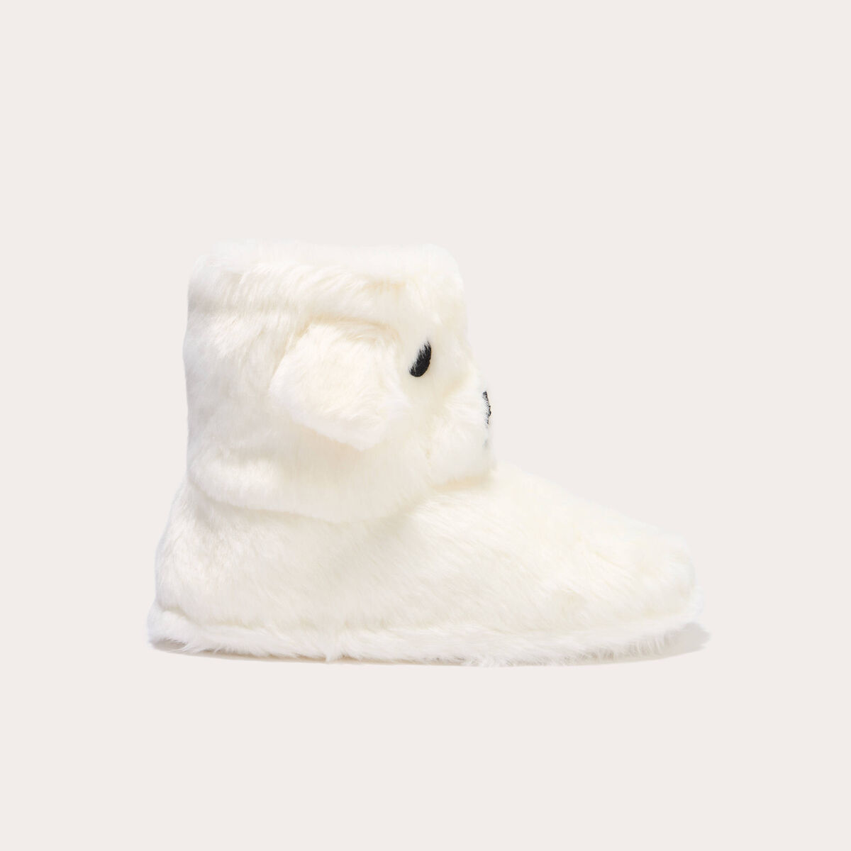 Chaussons bottes fausse fourrure ecru femme