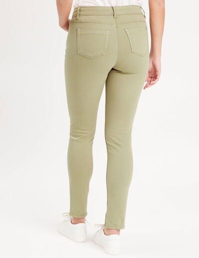 Jeans slim 5 poches vert kaki femme